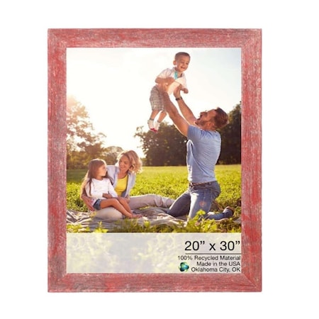 Palacedesigns 20 x 30 in. Rustic Farmhouse Red Wood Picture Frame PA3648369